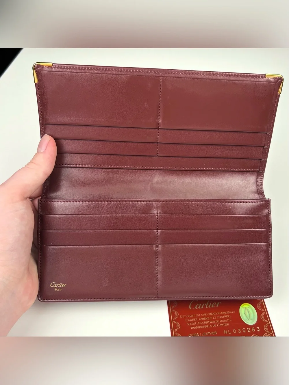Cartier Must De Long Burgundy Red Wallet